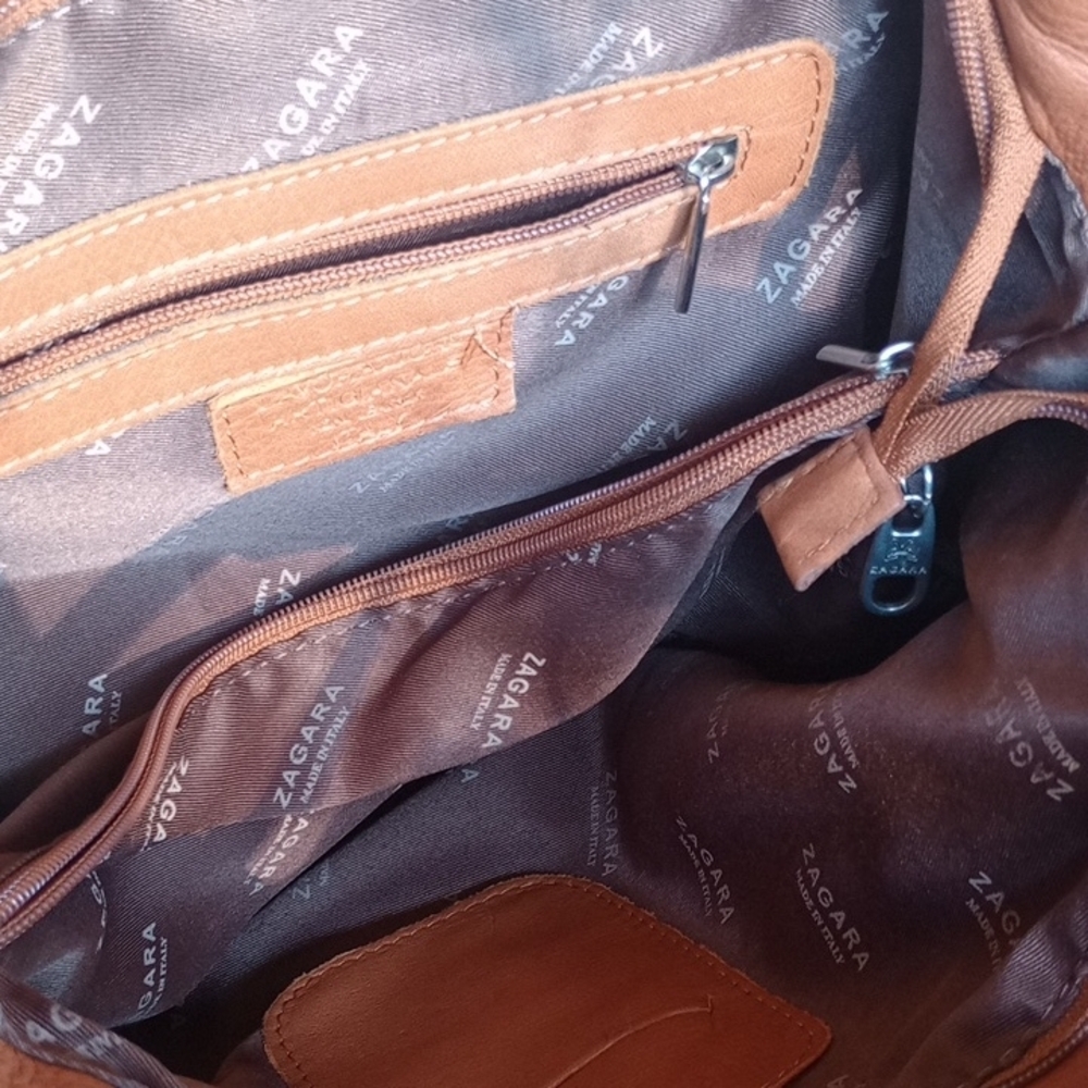 Zagara Elegant Tan Leather Shoulder And Cross Body Bag‎ - Picture 5 of 15